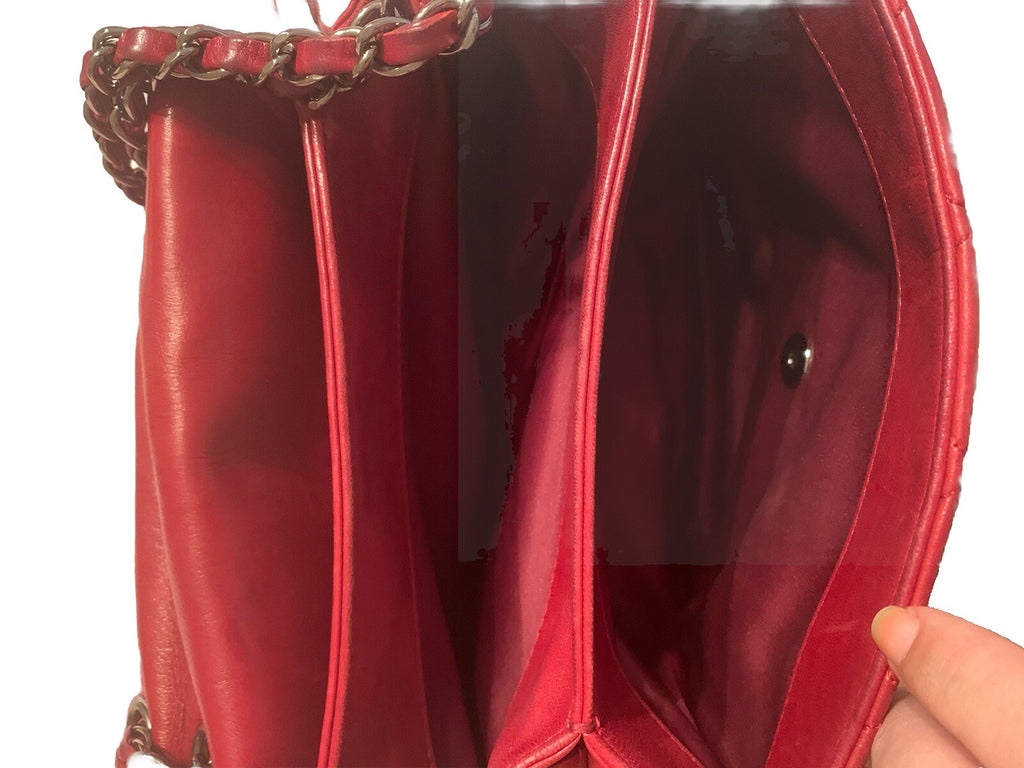 CHANEL ACCORDION FLAP BAG Burgundy In Quilted Leather