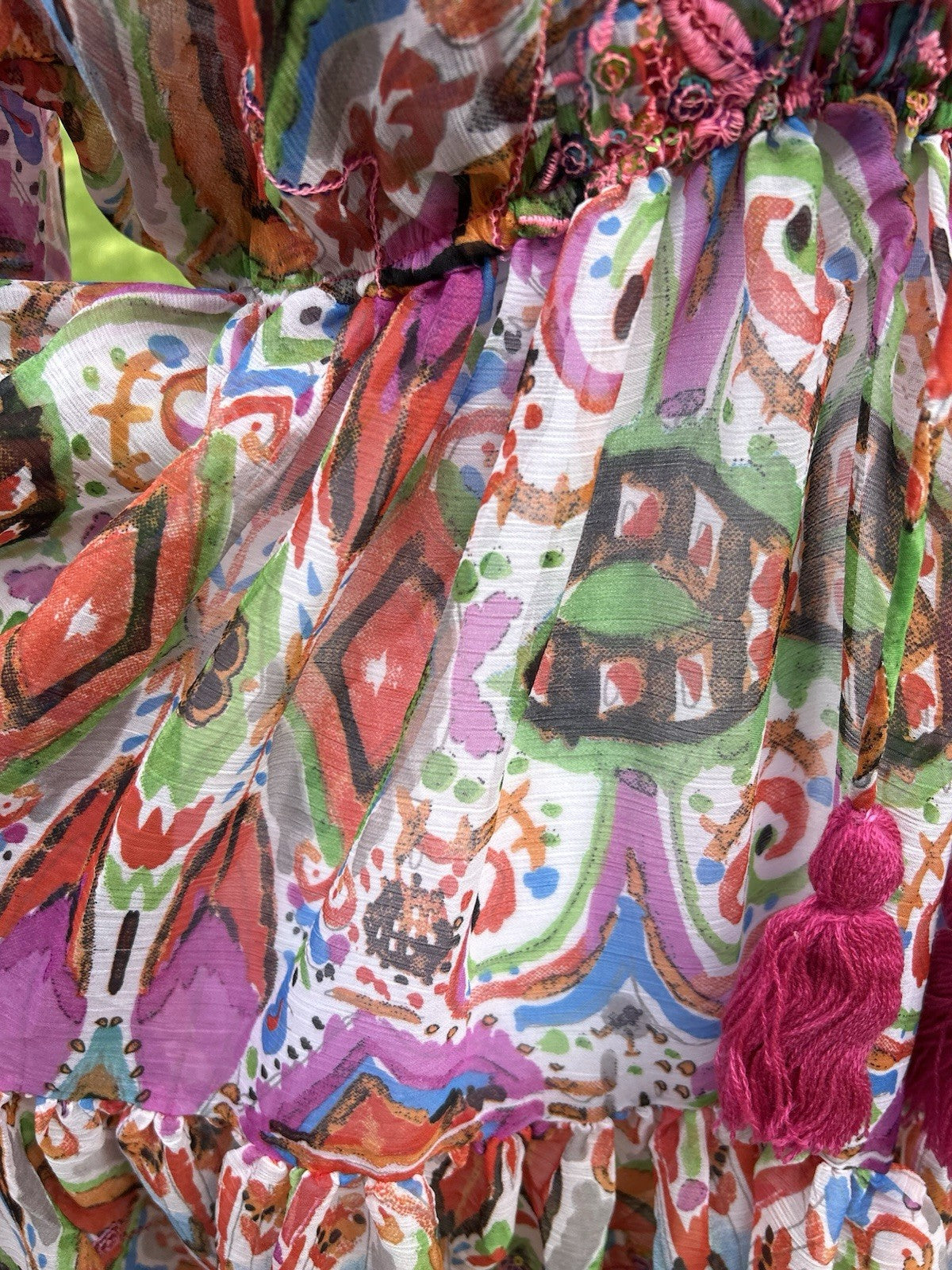 Antica Sartoria 2024 Pink Green Gorgeous Colors Chiffon Dress NWT O/S