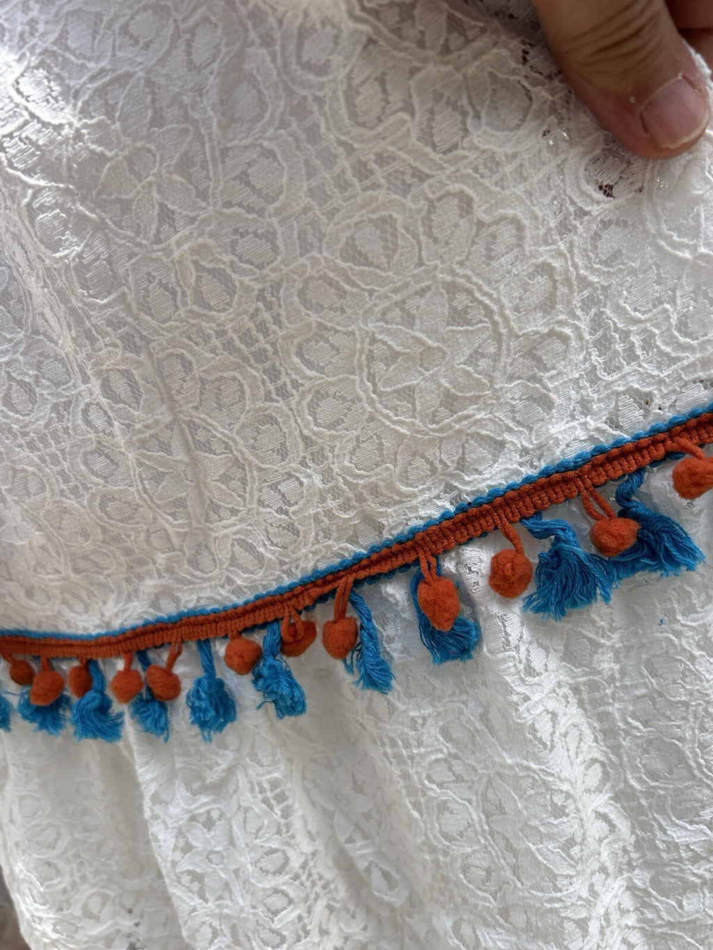 Made In Italy Like Antica Sartoria Beautiful Embroidered White Lace Like Dress L