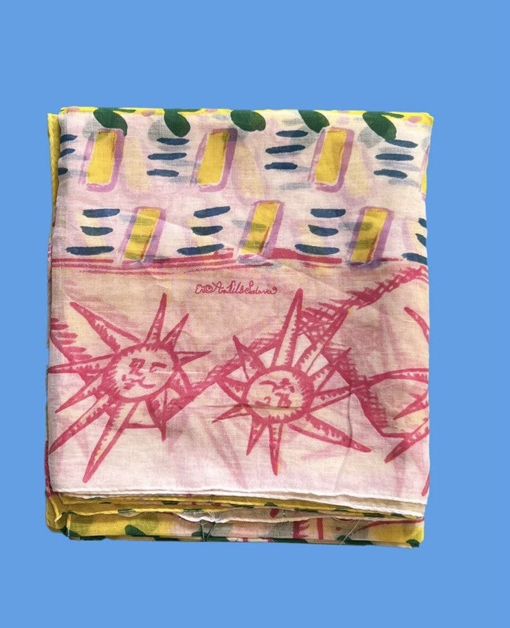 ANTICA SARTORIA 2024 LEMONS & THE SUN SCARF COTTON 40x70 NWT