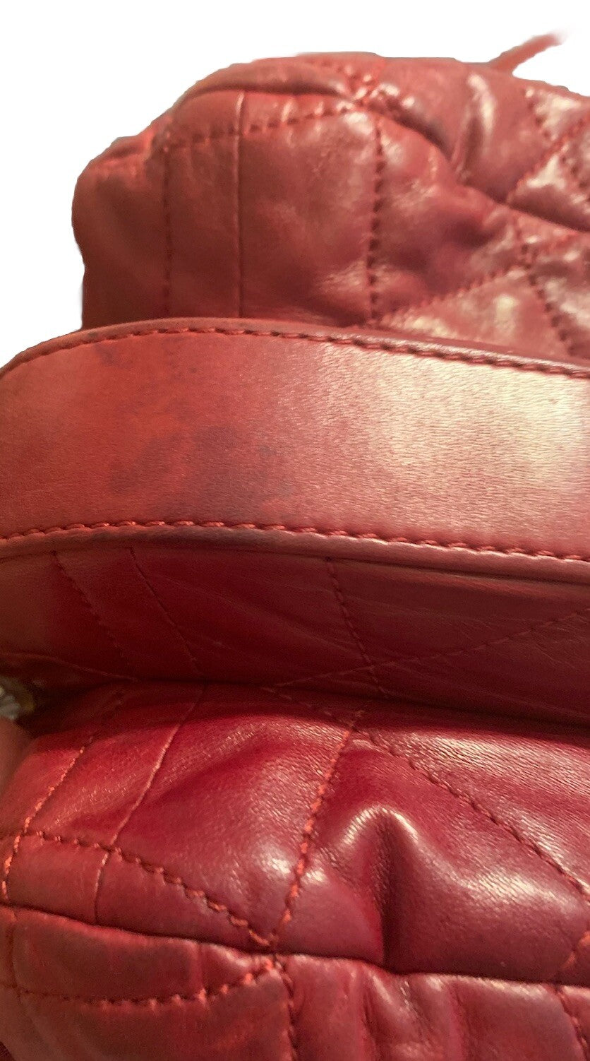 CHANEL ACCORDION FLAP BAG Burgundy In Quilted Leather
