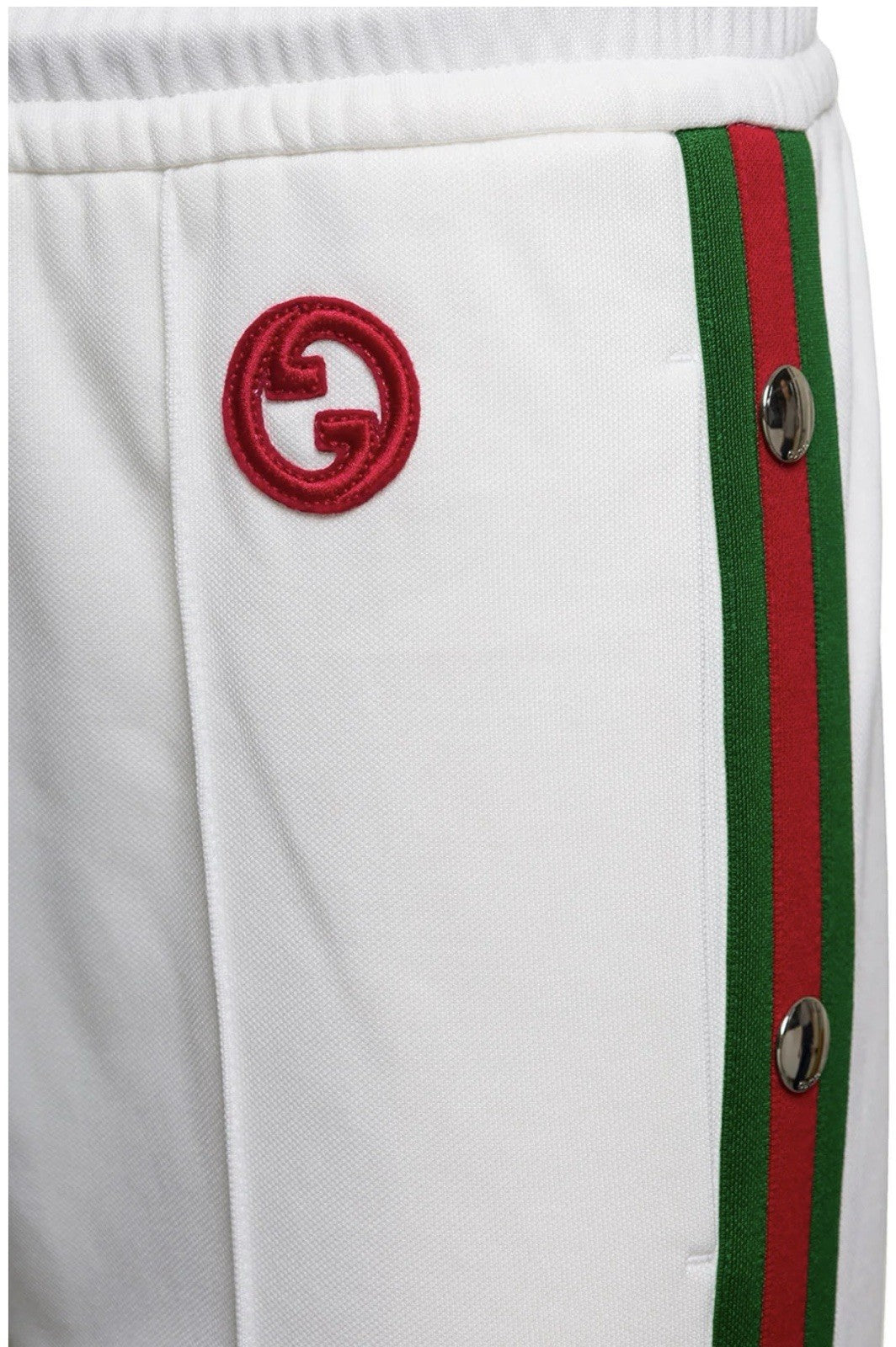 Gucci Web Striped Jersey Wide-Leg Pants White Interlocking GG NWT M