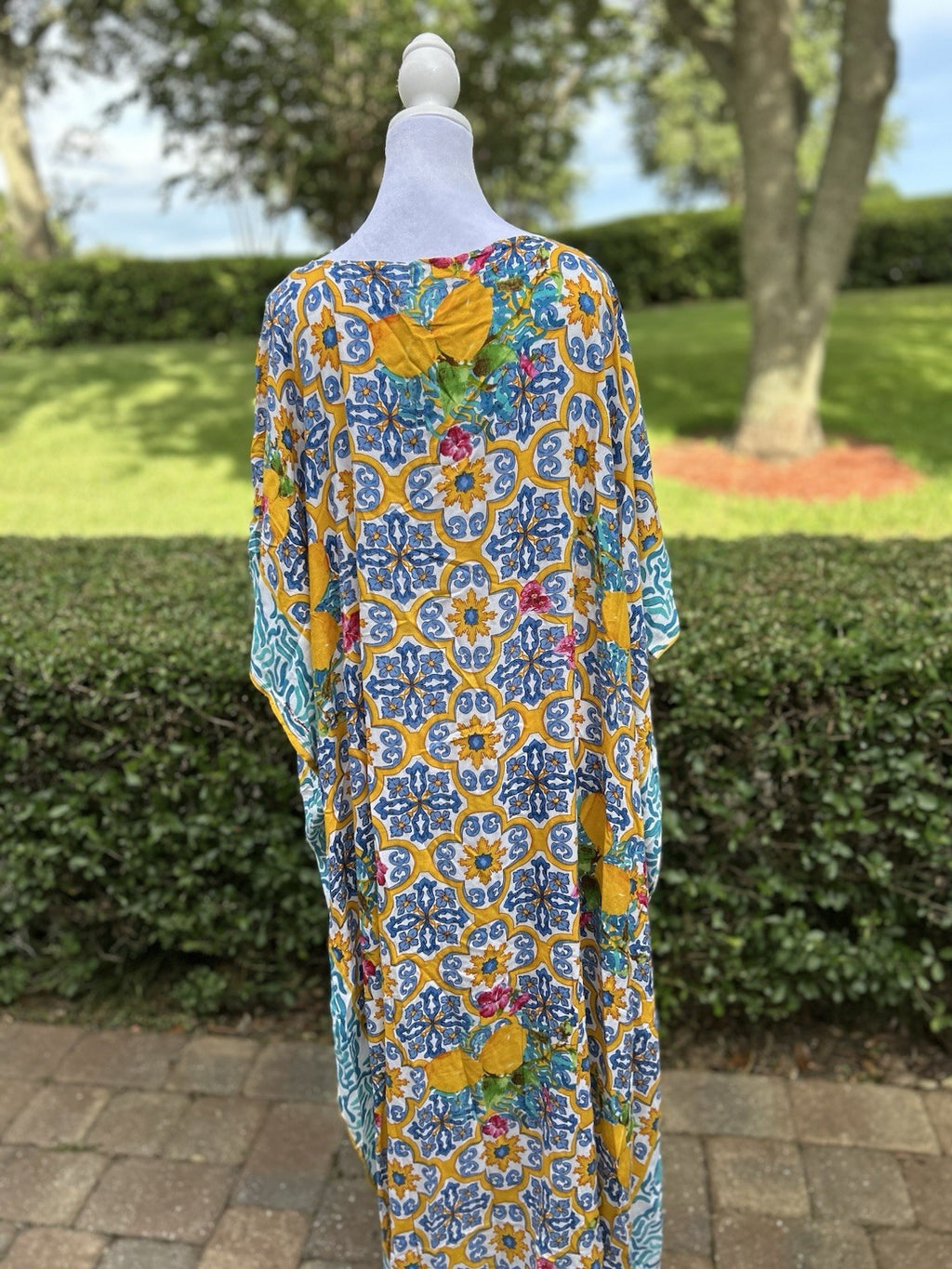 Antica Sartoria 2024 Lemon & Blue Orange Kaftan Mumu O/S XXL NWT
