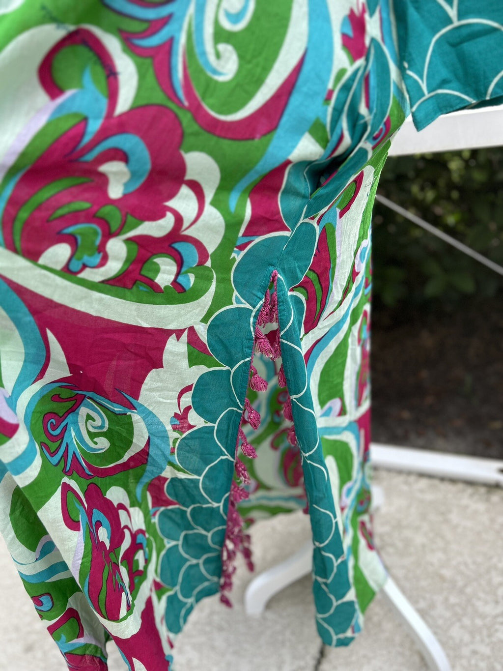 Antica Sartoria Splash & Wave Pattern Long Kaftan Dress Aqua🩵 🩷 Pink 💚🤍 S/M