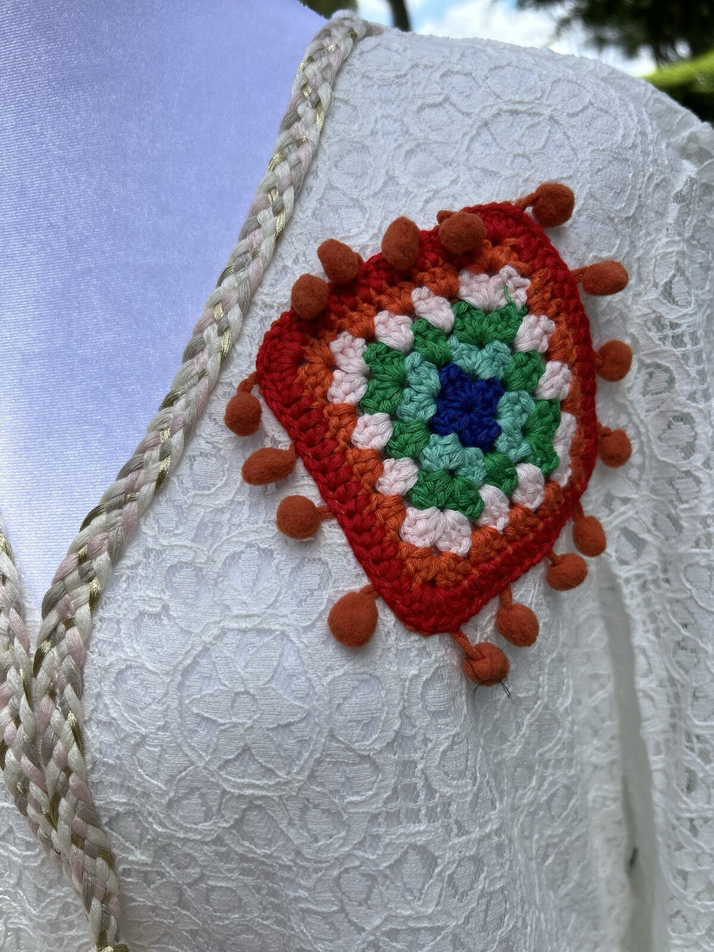 Made In Italy Like Antica Sartoria Beautiful Embroidered White Lace Like Dress L