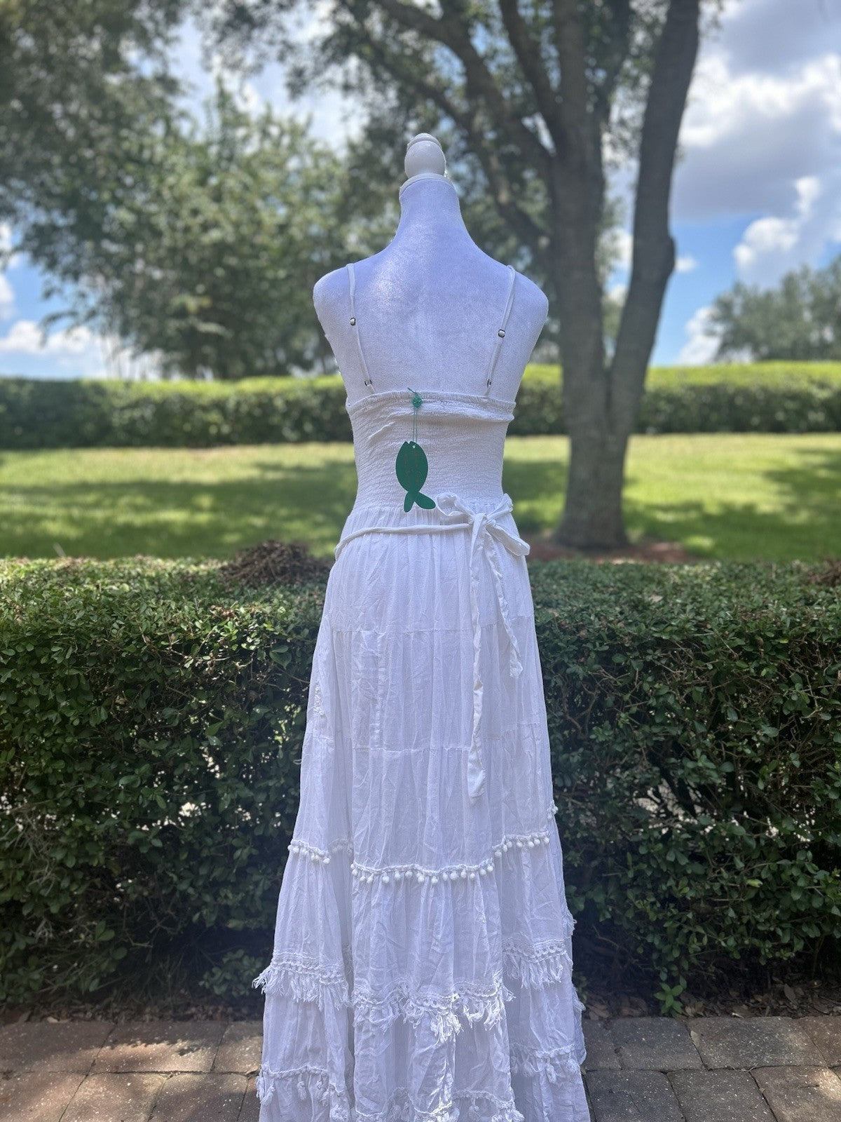 Antica Sartoria 2024 White Wrap Around Dress Smoked Adj Strap Top Cotton NWT O/S