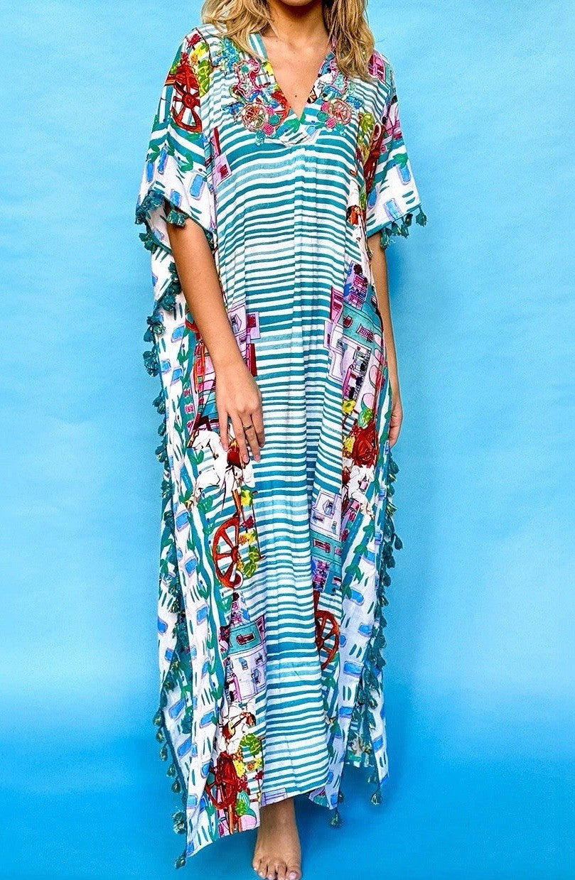 ANTICA SARTORIA 2024 CITY OF NAPLES LONG KAFTAN / DRESS / MUMU NWT  O/S To XXL
