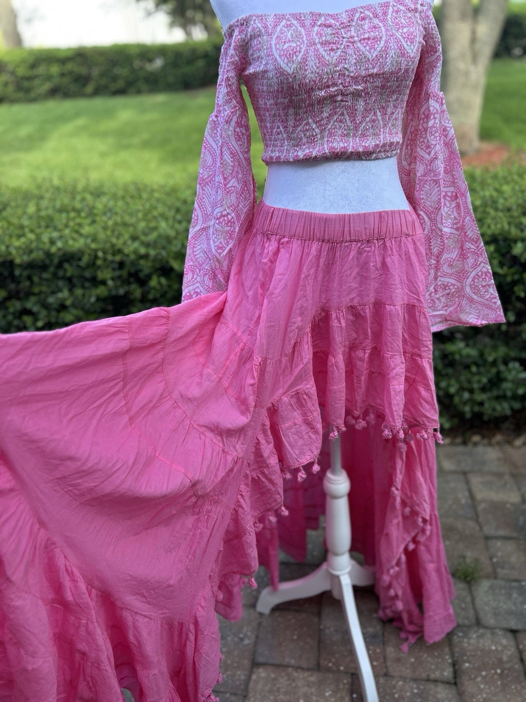 Antica Sartoria Long Back Short Front Pink Skirt & Top NWT