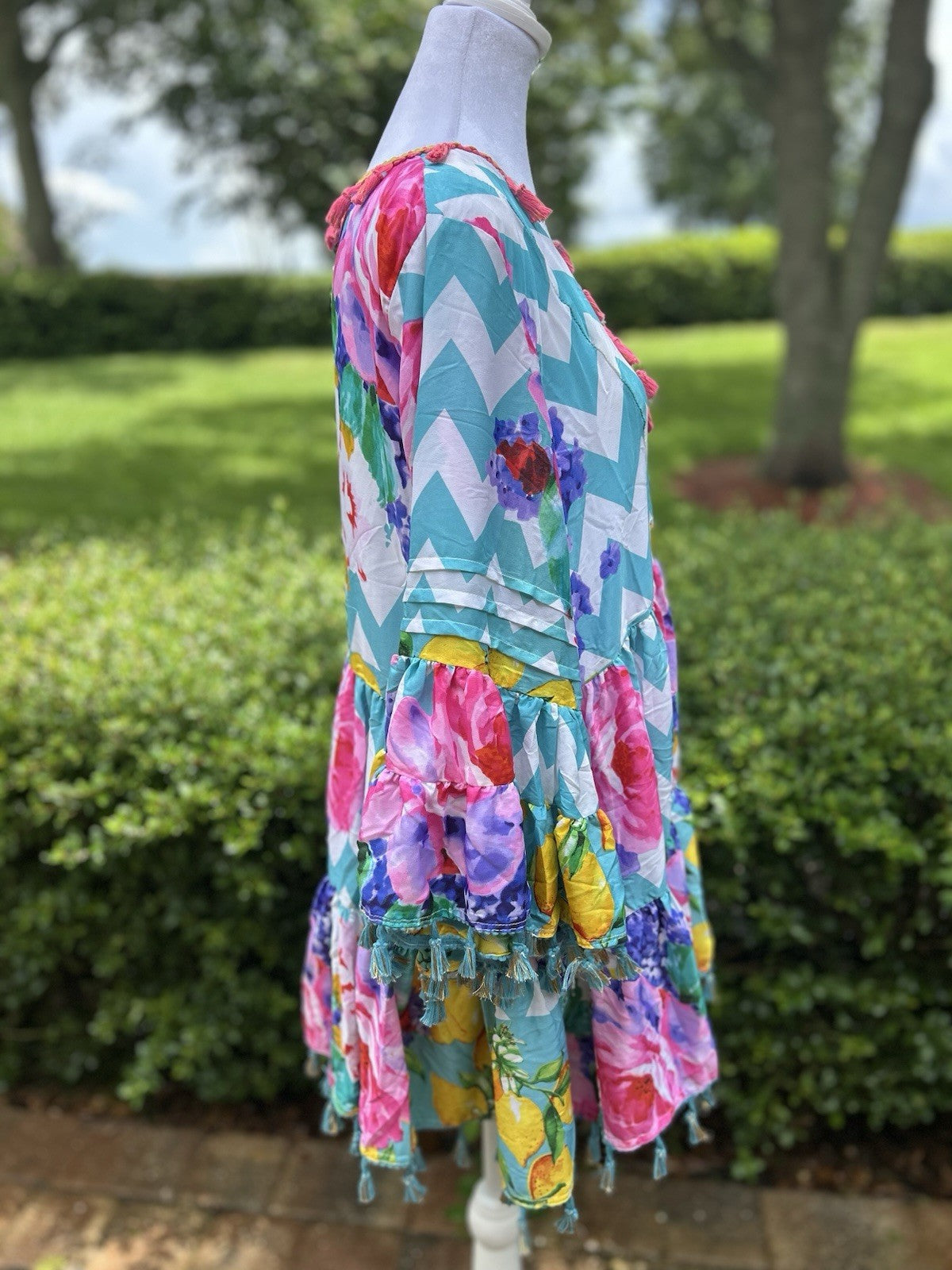 Antica Sartoria Zigzag Aqua Blue Top Dress NWT O/S