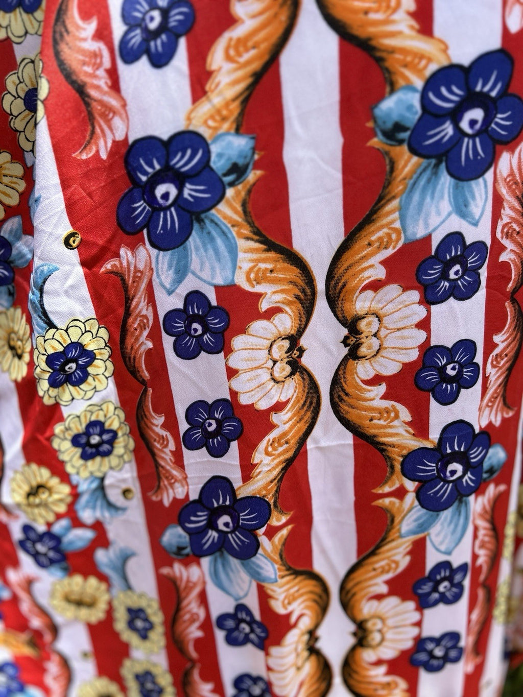 Antica Sartoria Red White & Blue Stripe & Flower Kimono Mumu NWT O/S