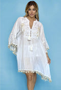 Antica Sartoria. 2024 White & Hold Beading  SHORT PONCHO/DRESS/TOP