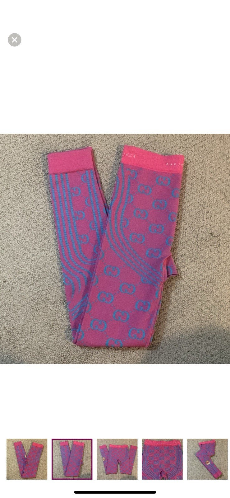 GUCCI LOVE PARADE PINK BLUE LEGGINGS UNISEX NWT SIZE SMALL