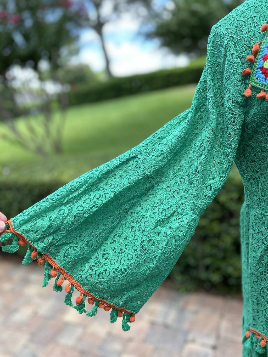 Made In Italy Dress Like Antica Sartoria Embroidered Gorgeous Green M
