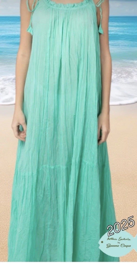 ANTICA SARTORIA 2025 AQUA LONG DRESS WITH STRAPS NWT O/S