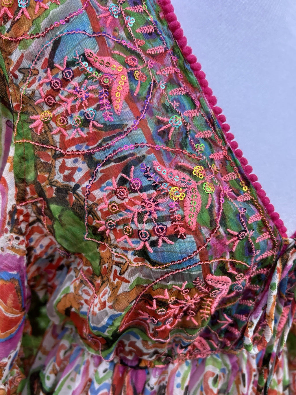 Antica Sartoria 2024 Pink Green Gorgeous Colors Chiffon Dress NWT O/S