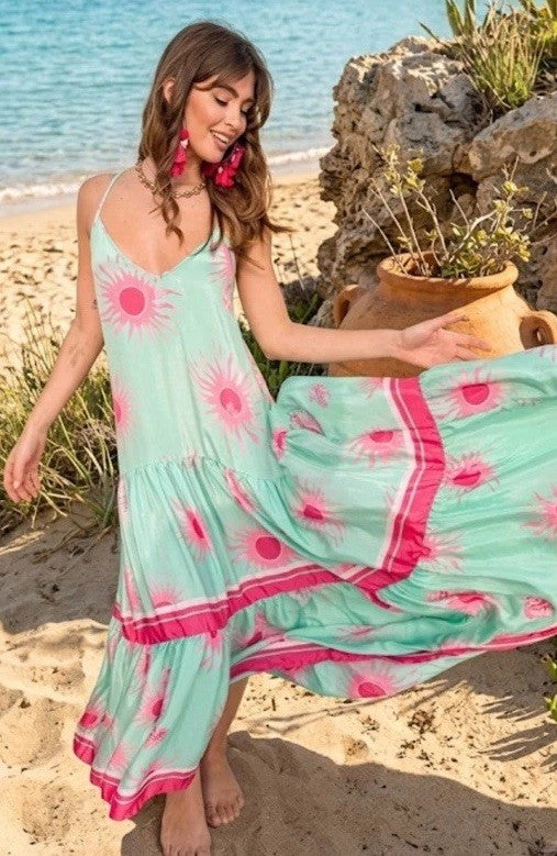 Antica Sartoria 2026 Aqua Pink Sleeveless Dress GORGEOUS NWT S/M