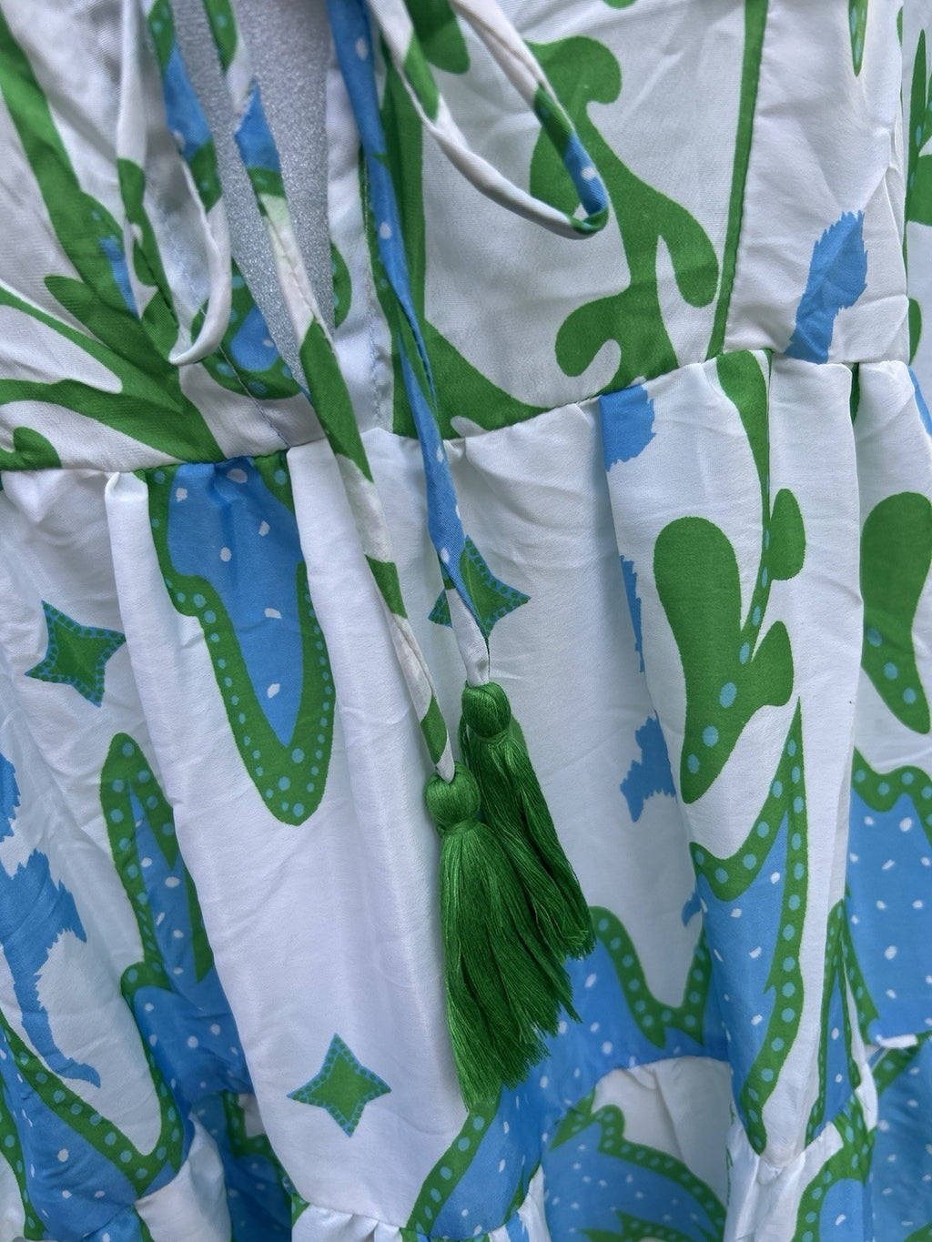 antica sartoria 2025 Aqua & White Dress With Korean Collar NWT O/S