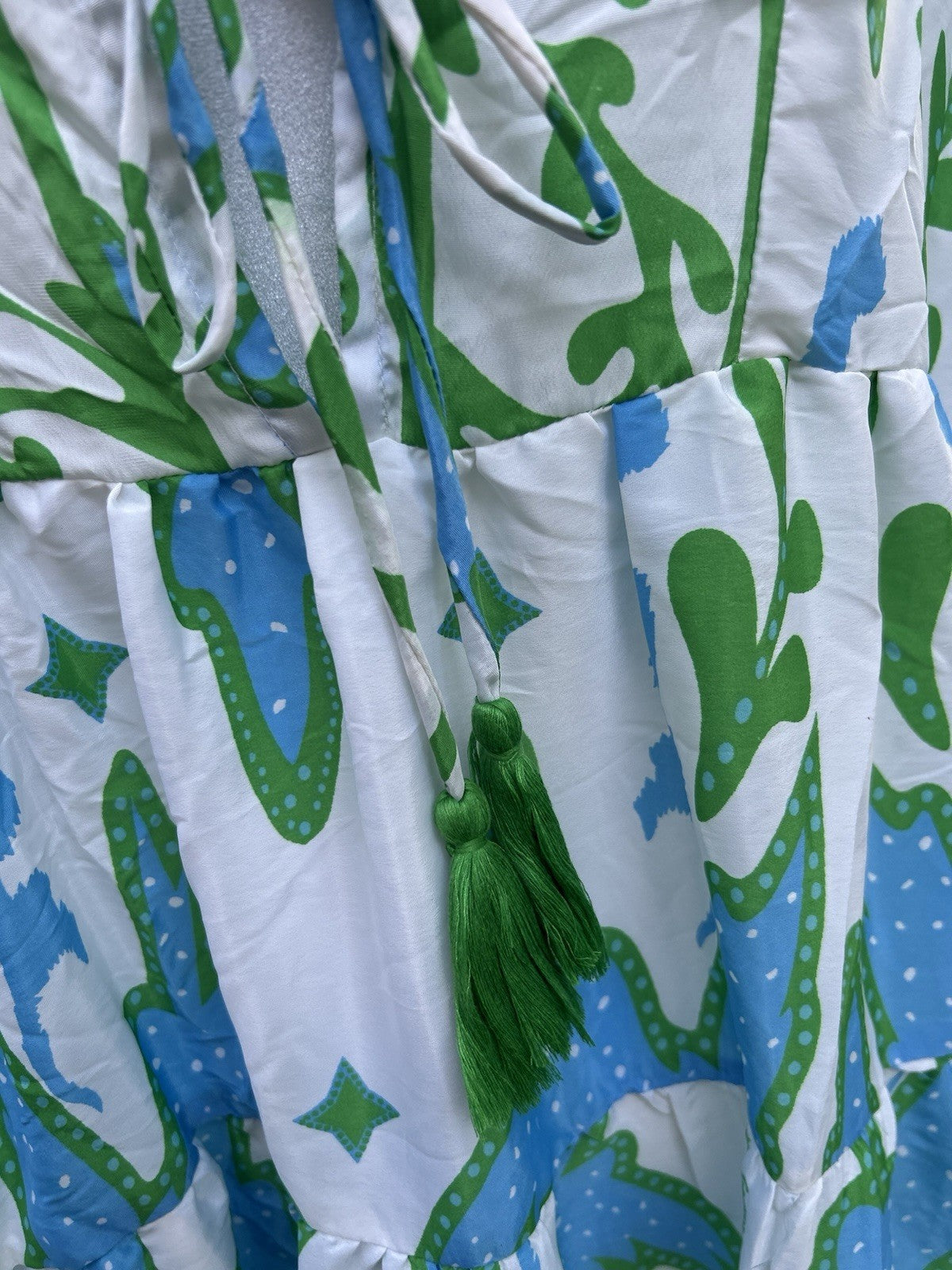 antica sartoria 2025 Aqua & White Dress With Korean Collar NWT O/S