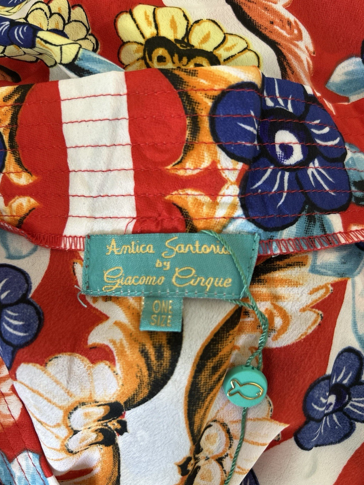 Antica Sartoria Red White & Blue Stripe & Flower Kimono Mumu NWT O/S