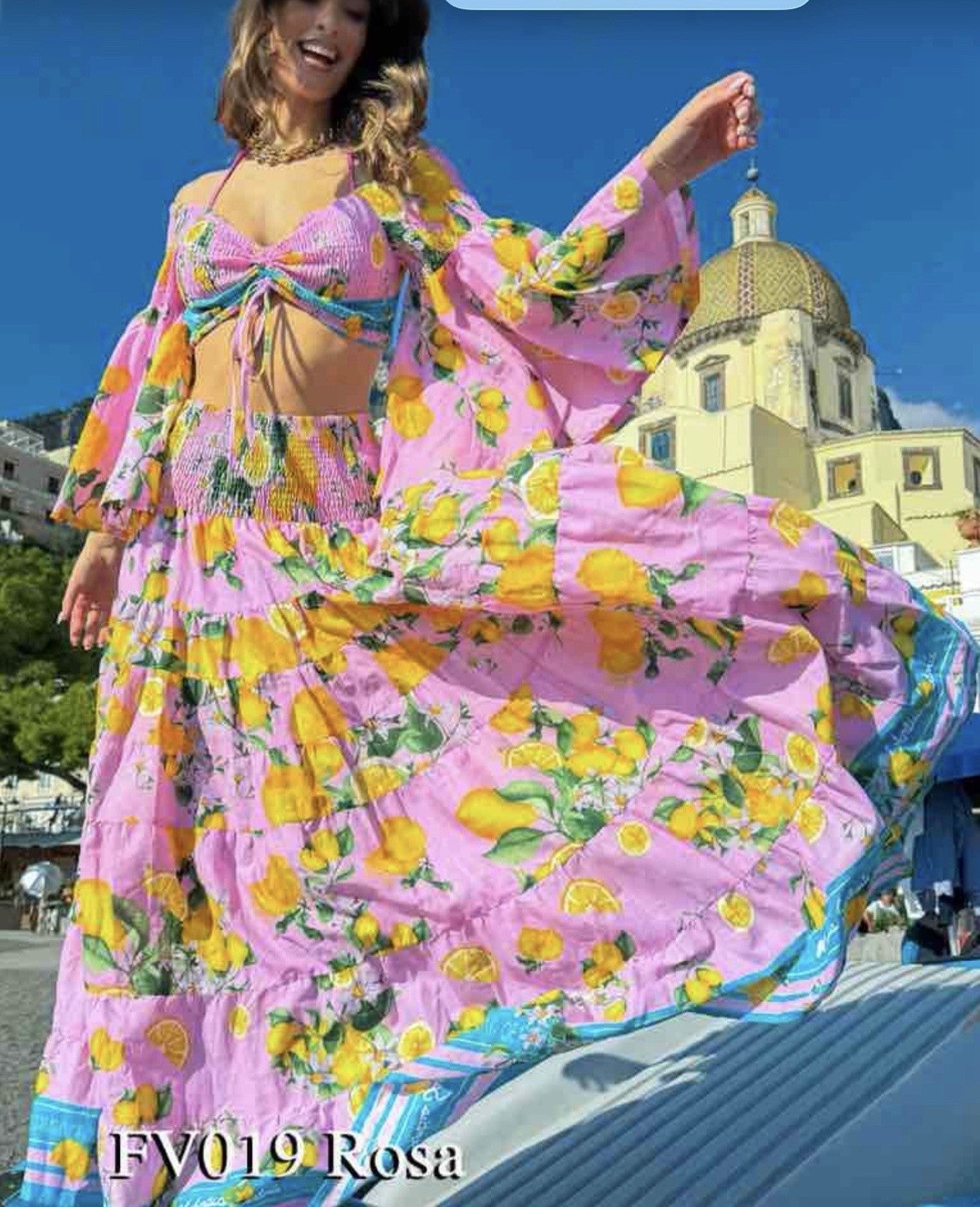 Antica Sartoria 2026 Gorgeous Pink Lemon Skirt Top Set  NWT O/S