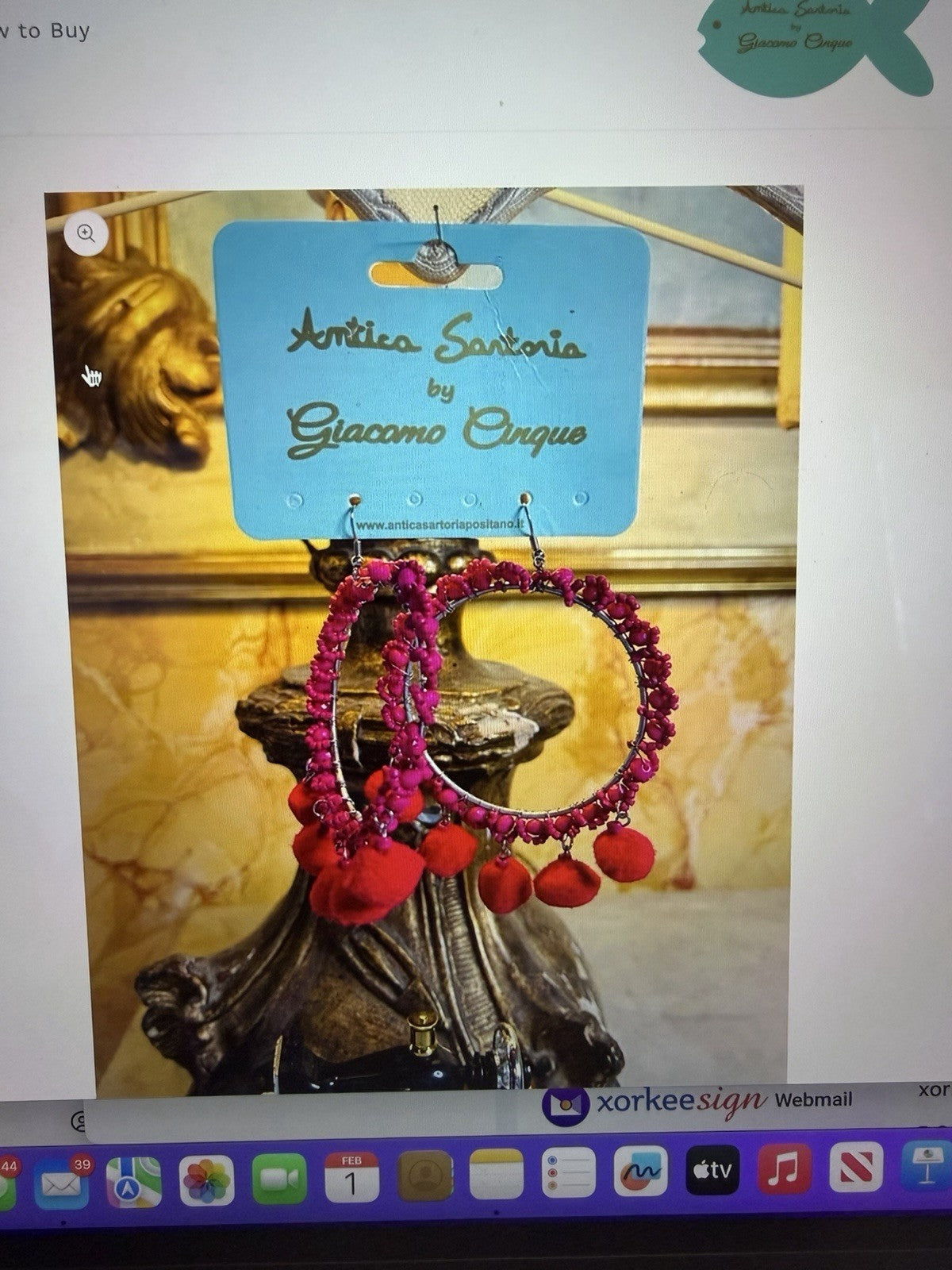 Antica Sartoria Pom Pom Hoops Pink 🩷 Earrings
