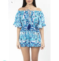 Antics Sartorial 2025 Blue & White Romper Off Shoulder NWT O/S