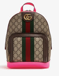 GUCCI Ophidia GG Brown And Pink small backpack Nwt  Gorgeous