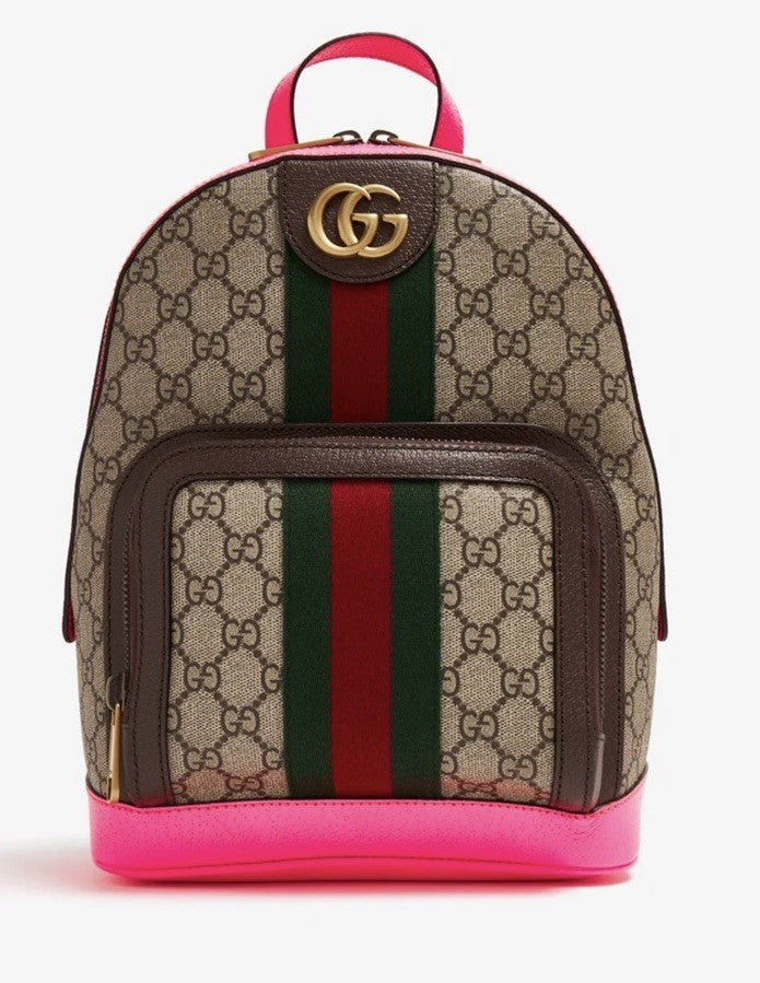GUCCI Ophidia GG Brown And Pink small backpack Nwt  Gorgeous