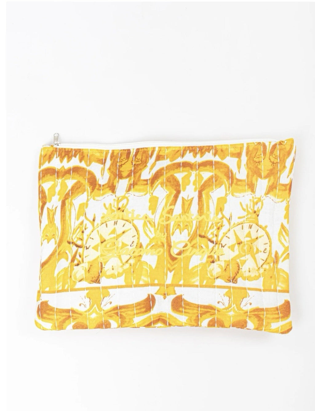 Antica Sartoria 2025 Lemon Yellow & White Zipper Clutch Laptop Bag NWT
