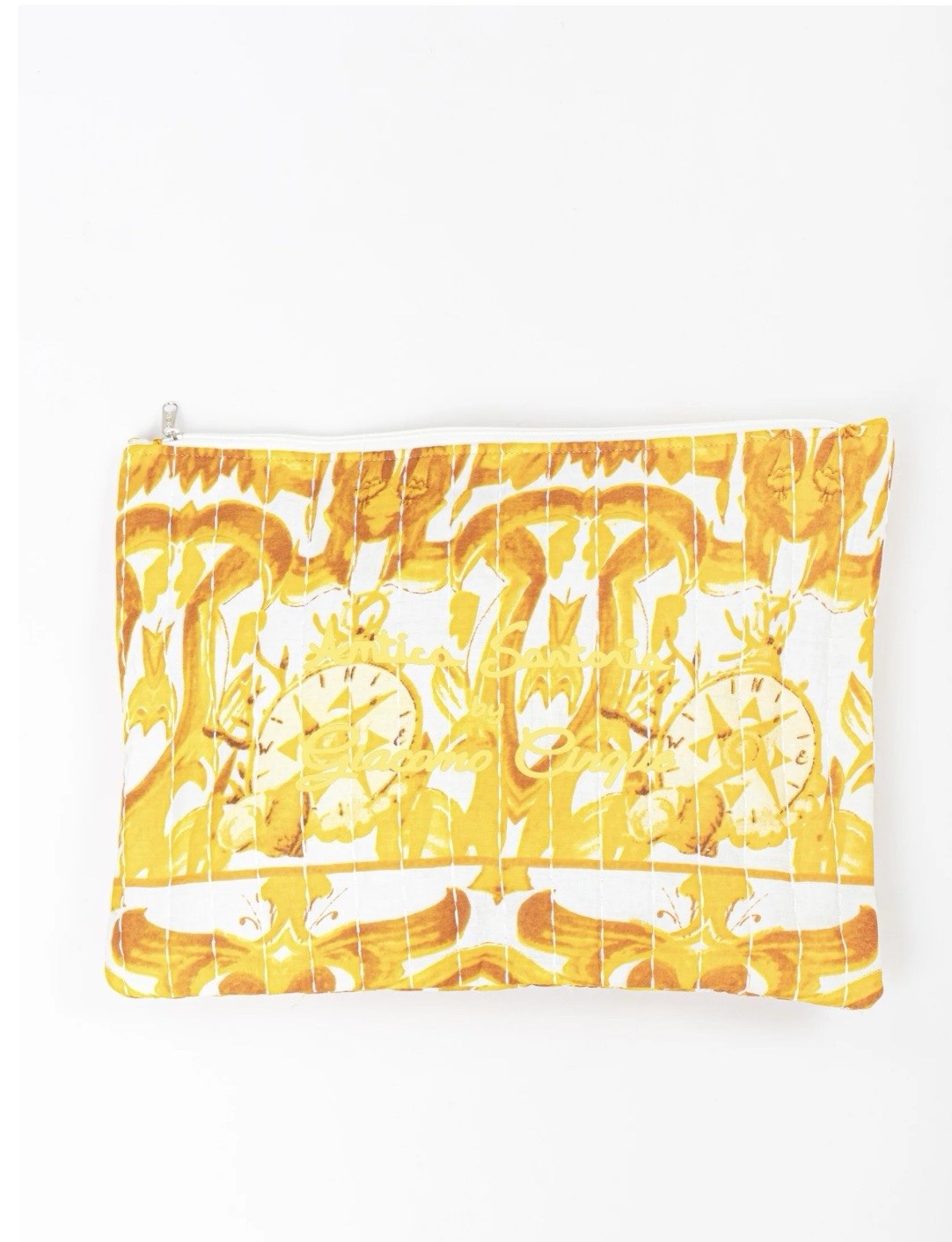 Antica Sartoria 2025 Lemon Yellow & White Zipper Clutch Laptop Bag NWT