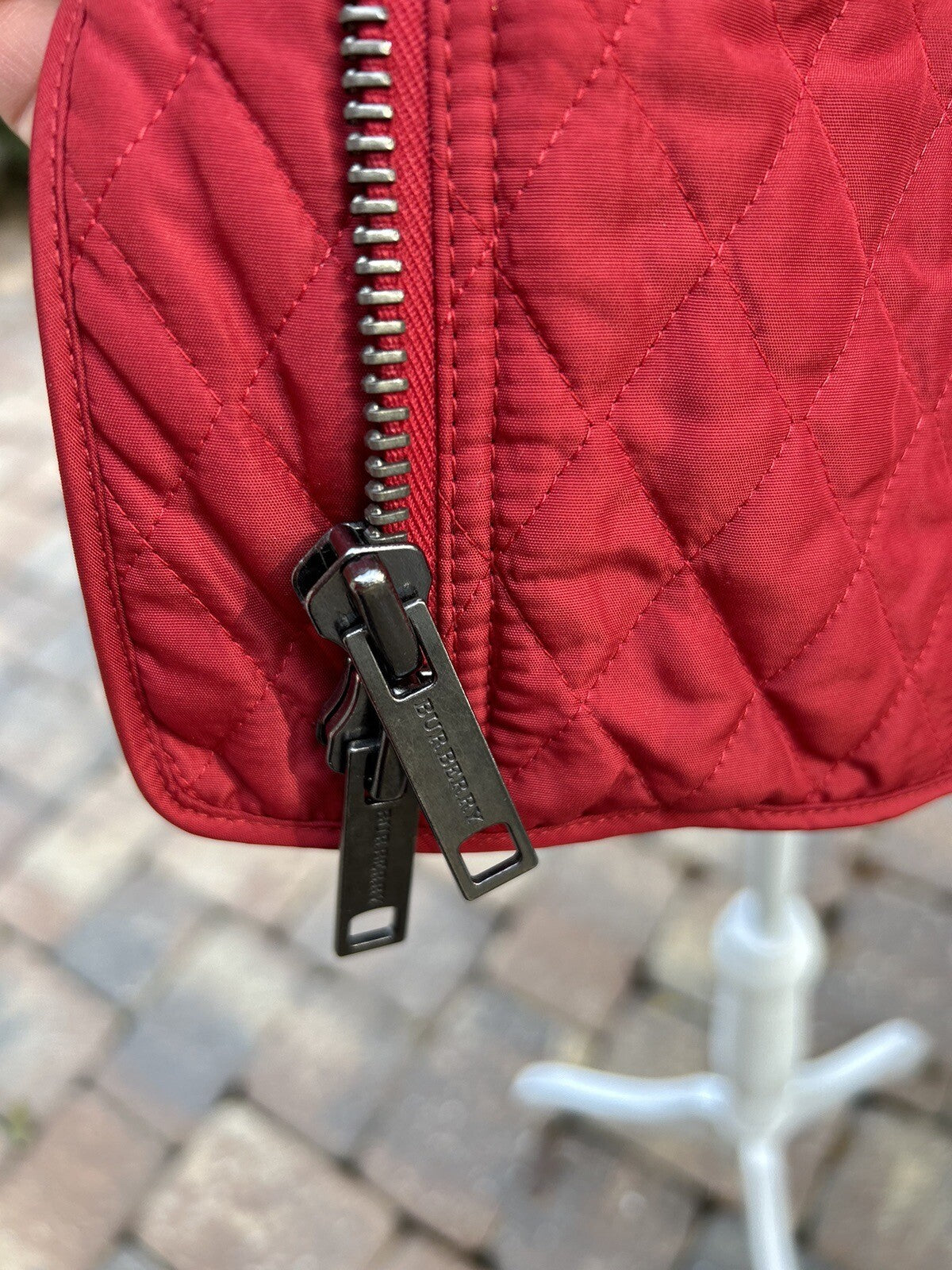 Women Burberry Checks Red Jacket Size 8 Zipper