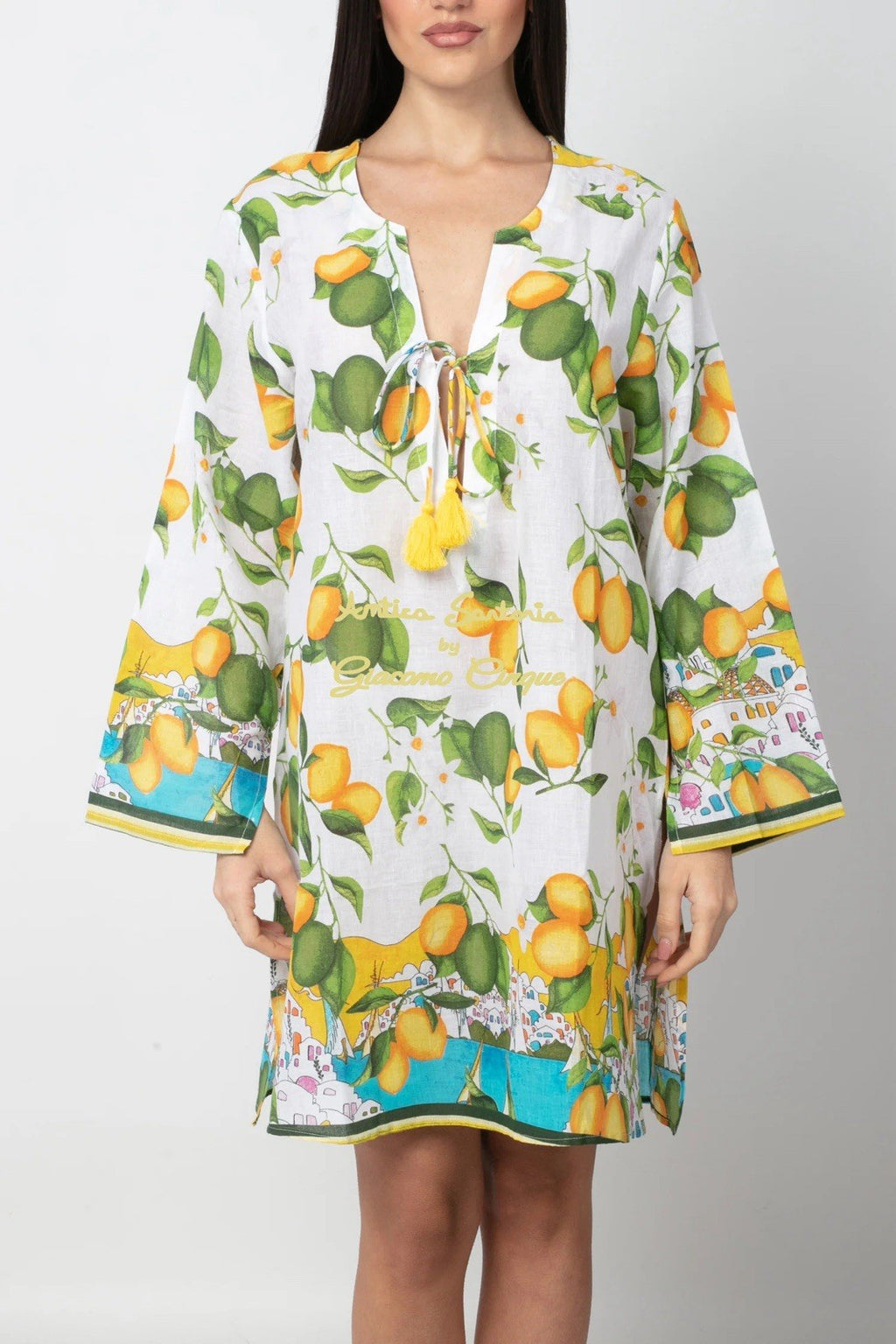 Antica Sartoria 2025 Green & Lemon Tunic Short Kaftan NWT S/M