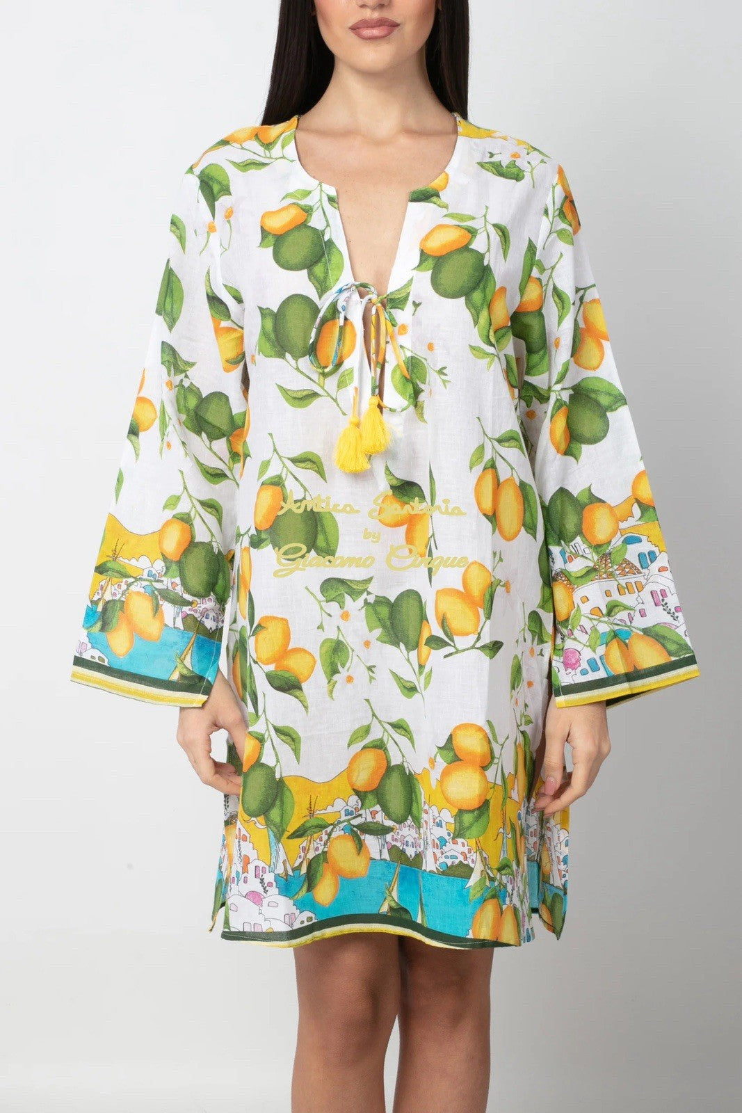 Antica Sartoria 2025 Green & Lemon Tunic Short Kaftan NWT S/M