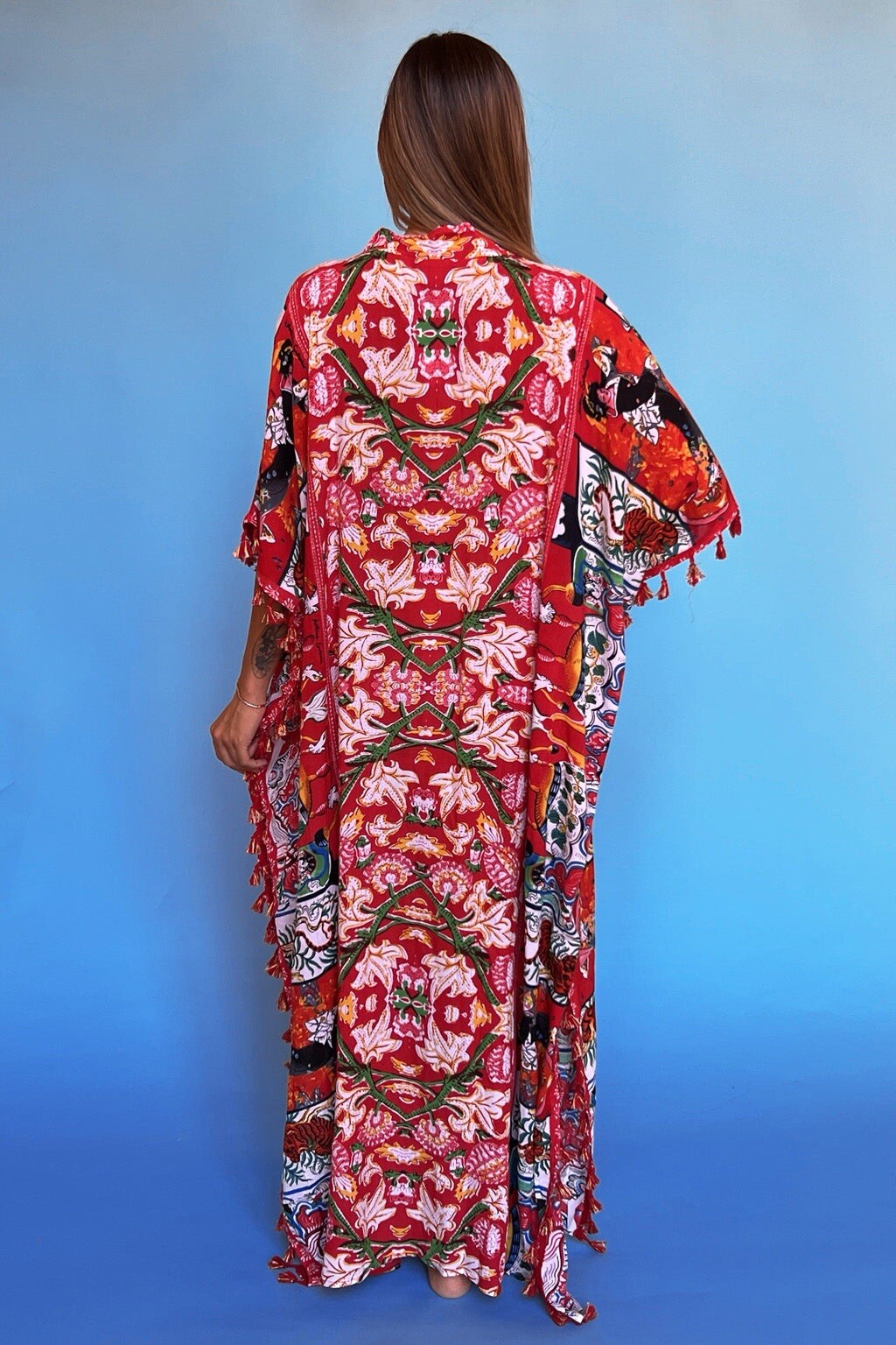 Antica Sartoria 2024 Colorful Long Red Kaftan Dress O/S To XXL  New