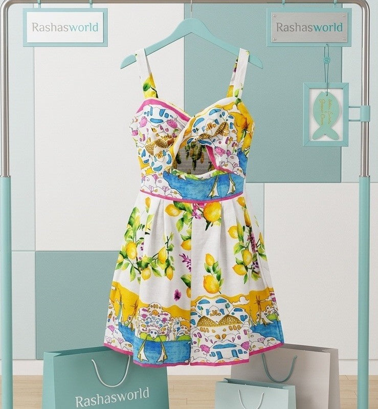 Antica Sartoria 2026 Positano Lemon & Flowers Romper Love This Print Nwt O/S