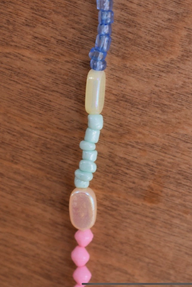 ANTICA SARTORIA BLUE AND PINK WITH HEART BEADED LOVELY NECKLACE NWT
