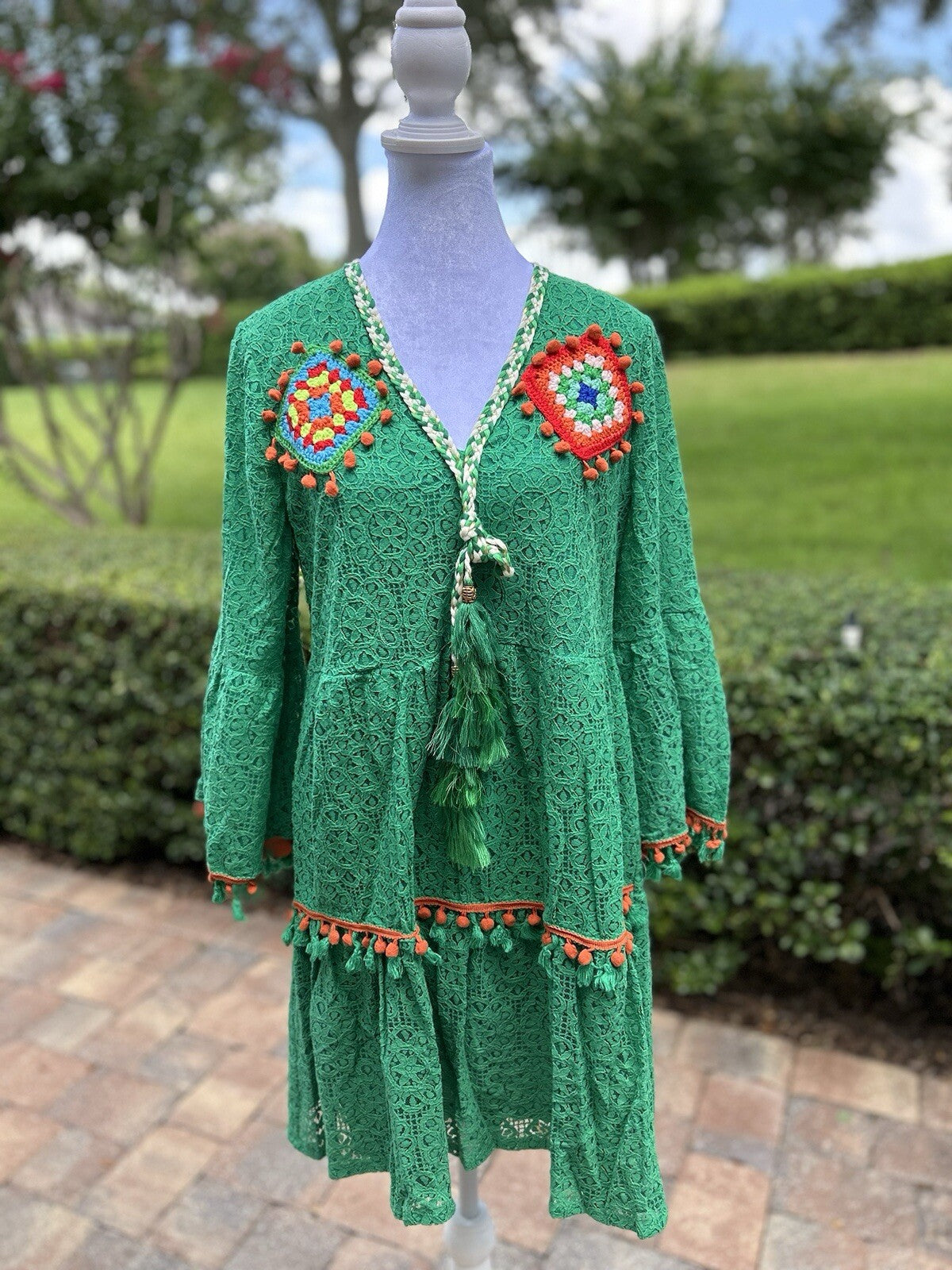 Made In Italy Dress Like Antica Sartoria Embroidered Gorgeous Green M