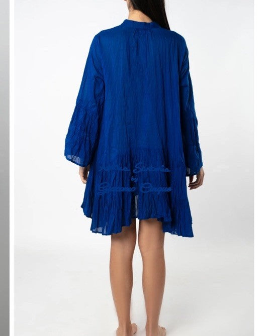 ANTICA SARTORIA 2025 SHORT Blue HOT V NECK DRESS 2025 NWT O/S