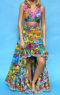 ANTICA SARTORIA 2024 High Low Set SORRENTO CITY BY THE SEA COTTON O/S NWT
