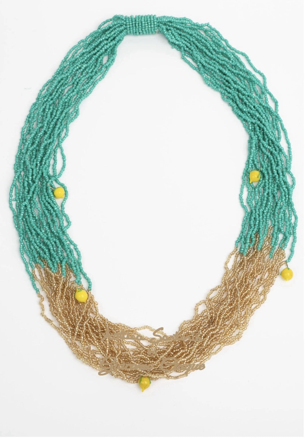 Antica Sartoria 2025 Gorgeous 2 Tone Beaded Lemon Necklace Green 💚 Gold