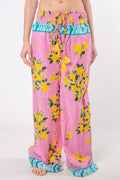 Antica Sartoria 2025 Pink & Lemon Cotton drawstring  Pants Nwt O/S