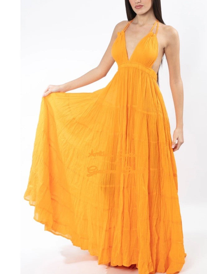 Antica Sartoria 2025 Gorgeous Cantaloupe Backless Long Dress NWT O/S