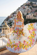 Antica Sartorial 2026 Positano Blue White & Lemon Skirt Set NWT O/S