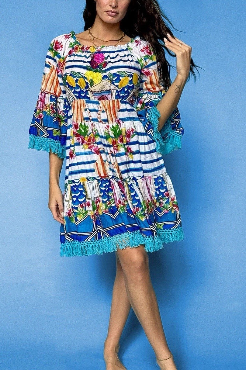 Antica Sartoria Doors To The Sea Off Shoulder Dress NWT O/S