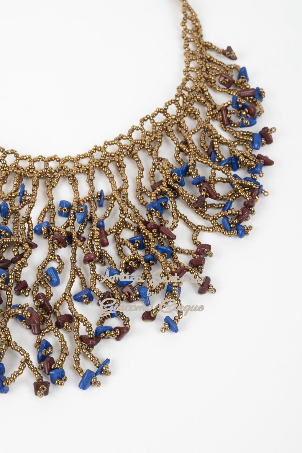 Antica Sartoria 2025 Beaded Necklace In Gold & Blue NWT GORGEOUS