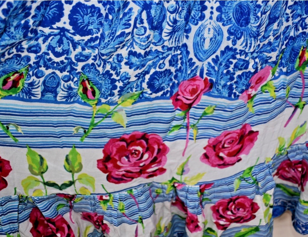 ANTICA SARTORIA 2024 BLUE RUN FOR THE ROSES SMOCKED TOP LONG DRESS OS NWT