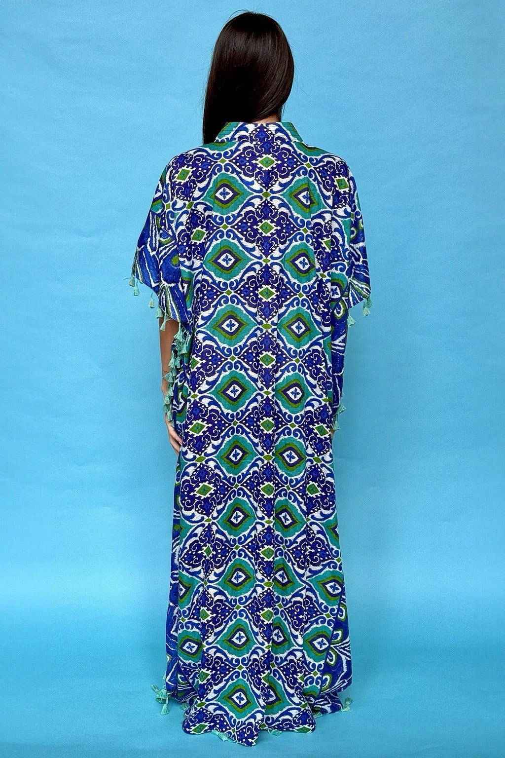 ANTICA SARTORIA 2024 ROSES LONG MUMU/DRESS/KAFTAN L/XL PONCHO BLUE
