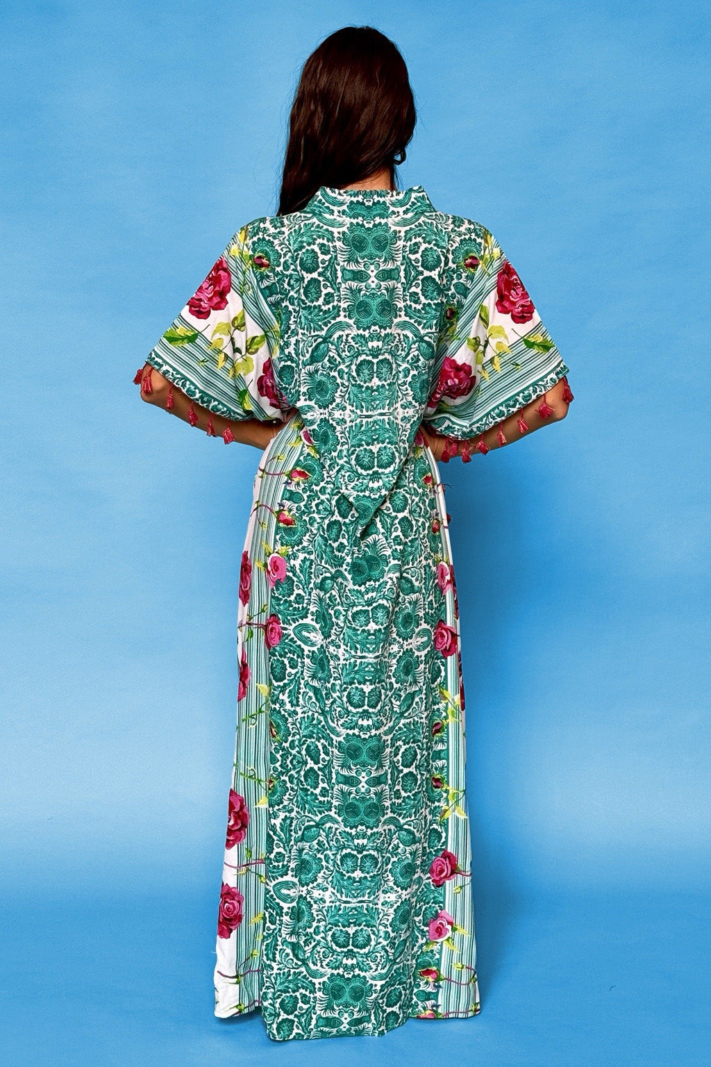 ANTICA SARTORIA 2024 AQUA & WHITE SEQUIN MUMU/ PONCHO NWT LAST ONE