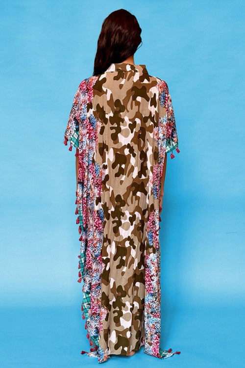 ANTICA SARTORIA 2024 CAMOUFLAGE AND SEQUINS LONG KAFTAN NWT XXL  LAST ONE